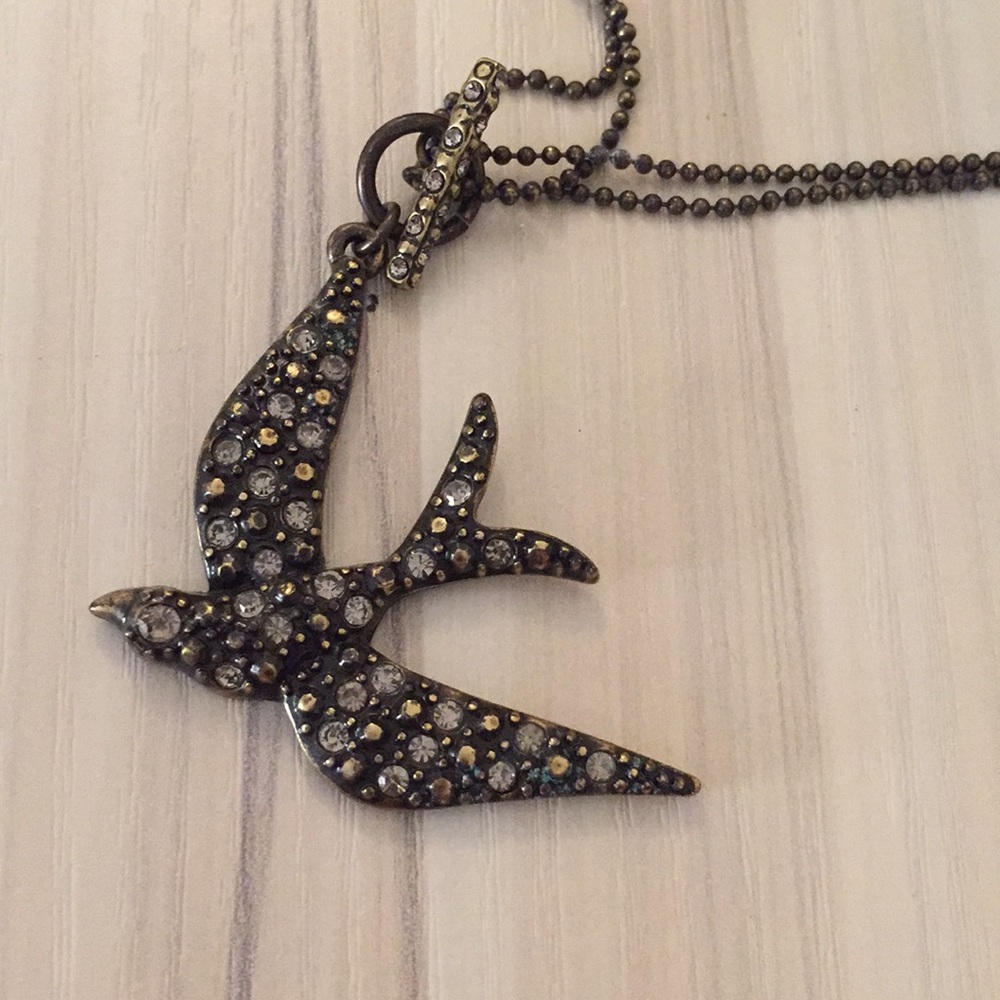 Pilgrim Rhinestone Sparrow Swallow Bird Necklace